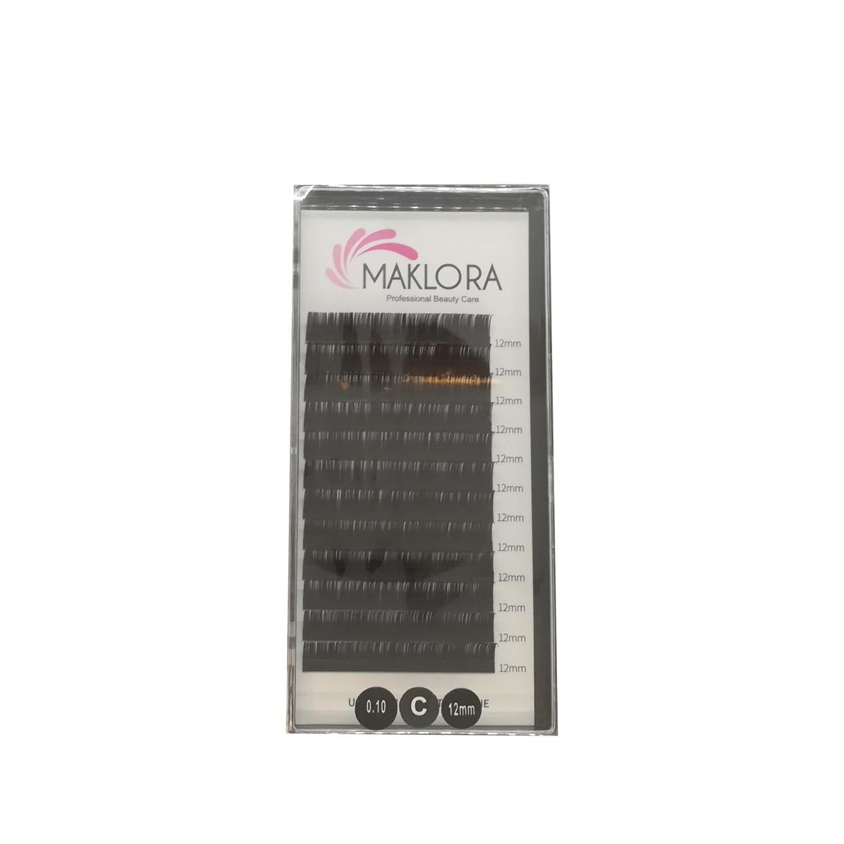 Maklora Eyelash Extensions, Volume C Curl Synthetic Silk Lashes - 0.07 Thickness, 12mm Length
