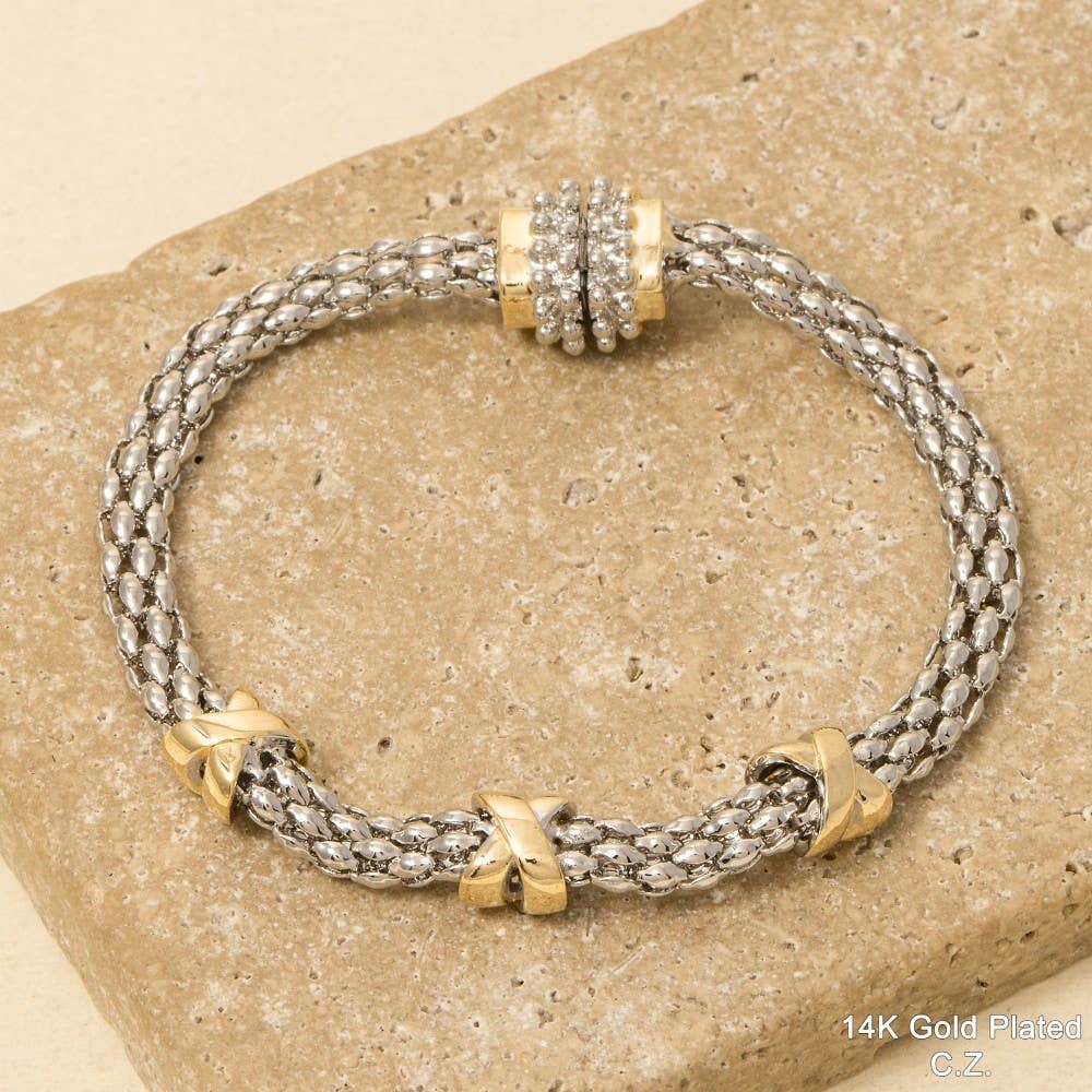 Bracelet aimanté bicolore plaqué or Anarchy Street