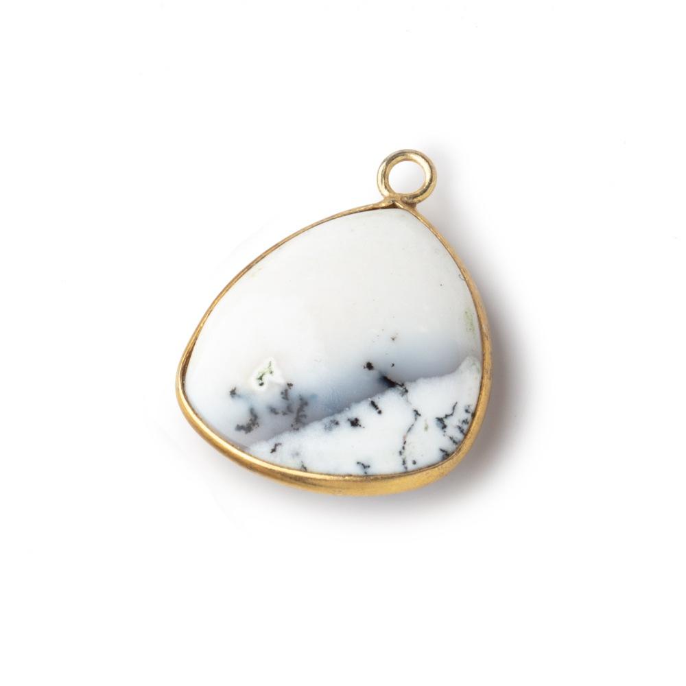 20mm Vermeil Bezel Dendritic Opal Plain Triangle Pendant 1 piece