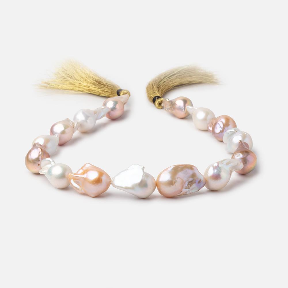 21-27mm Tri Color Ultra Baroque Freshwater Pearls 15.5 inch 15 pieces AA
