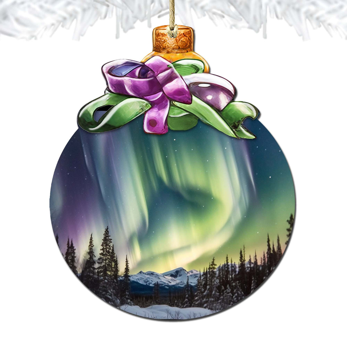 Aurora Borealis Brilliance Wooden Ornaments by G.Debrekht - Wildlife Holiday Decor - 870025