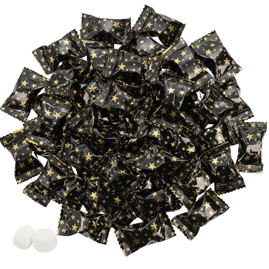 220ct Count Black and Gold Buttermints Individually Wrapped Bulk – Wedding Mints, Thank You Candy, Party Favors, Graduation, Retirement, New Years, Candy Buffet, Prom and Anniversary