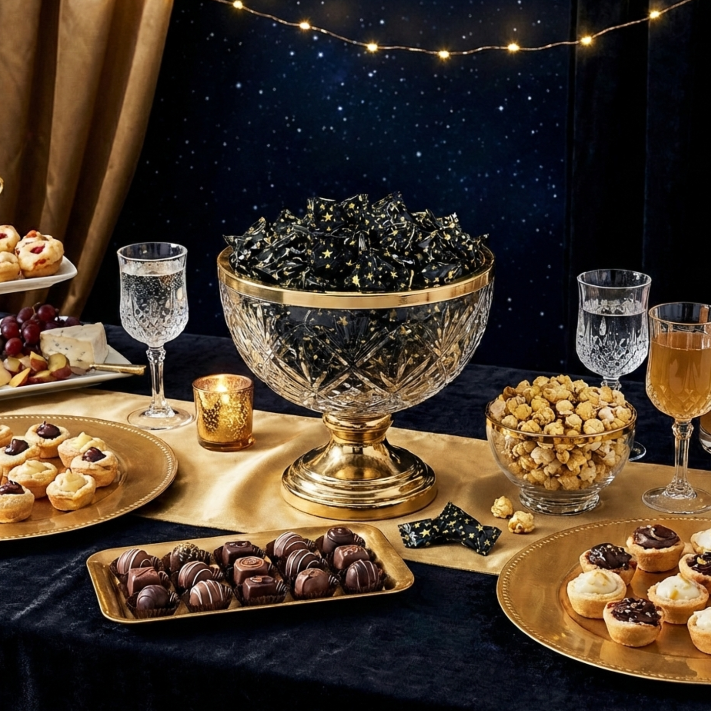 110ct Black & Gold Buttermints – Individually Wrapped Candy for Any Celebration
