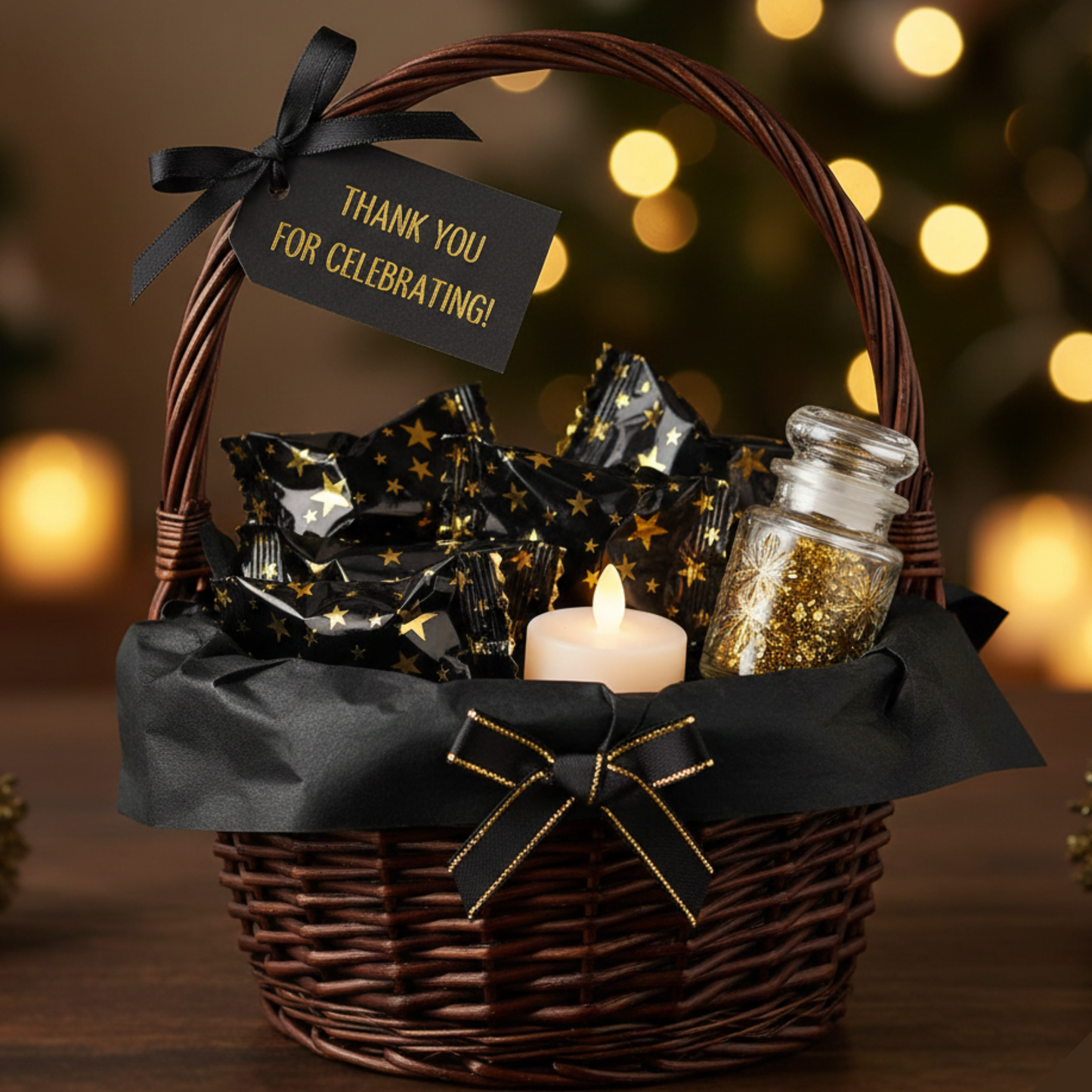 110ct Black & Gold Buttermints – Individually Wrapped Candy for Any Celebration
