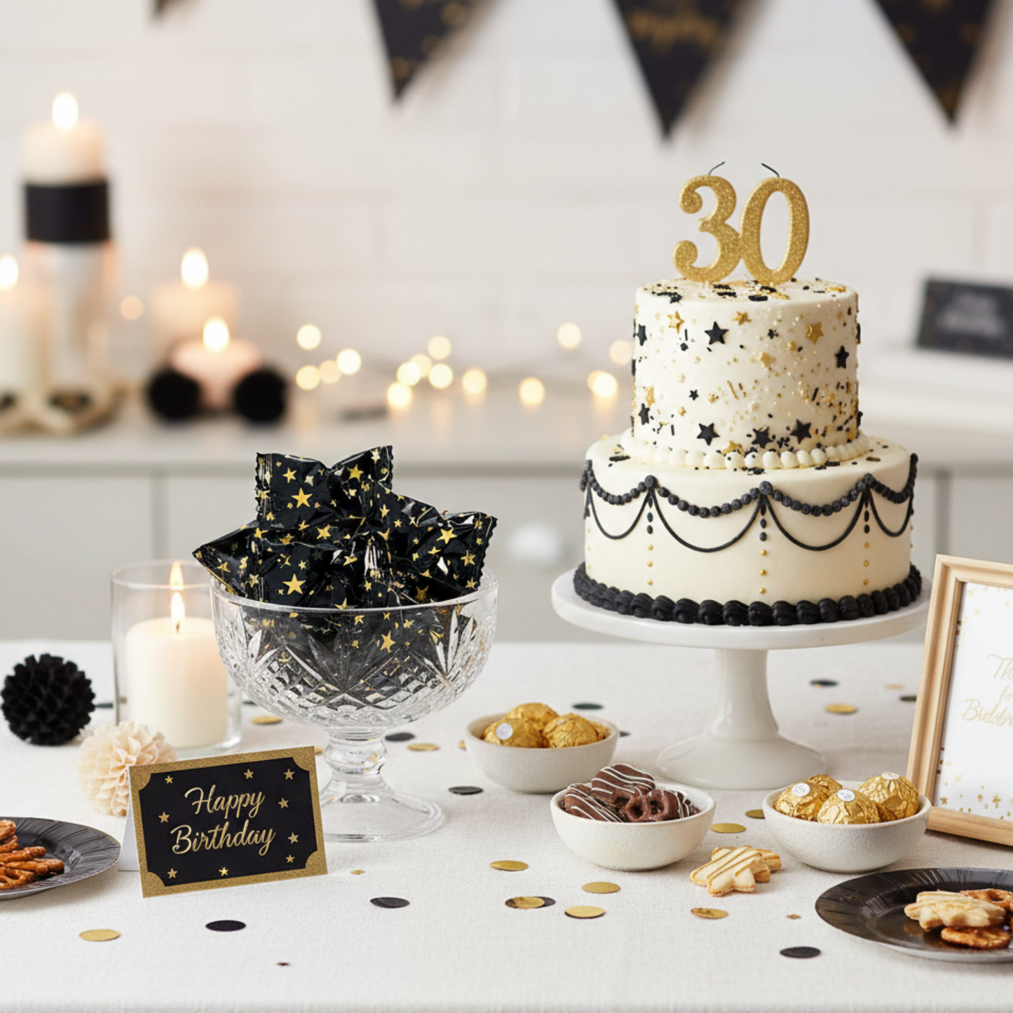 220ct Count Black and Gold Buttermints Individually Wrapped Bulk – Wedding Mints, Thank You Candy, Party Favors, Graduation, Retirement, New Years, Candy Buffet, Prom and Anniversary