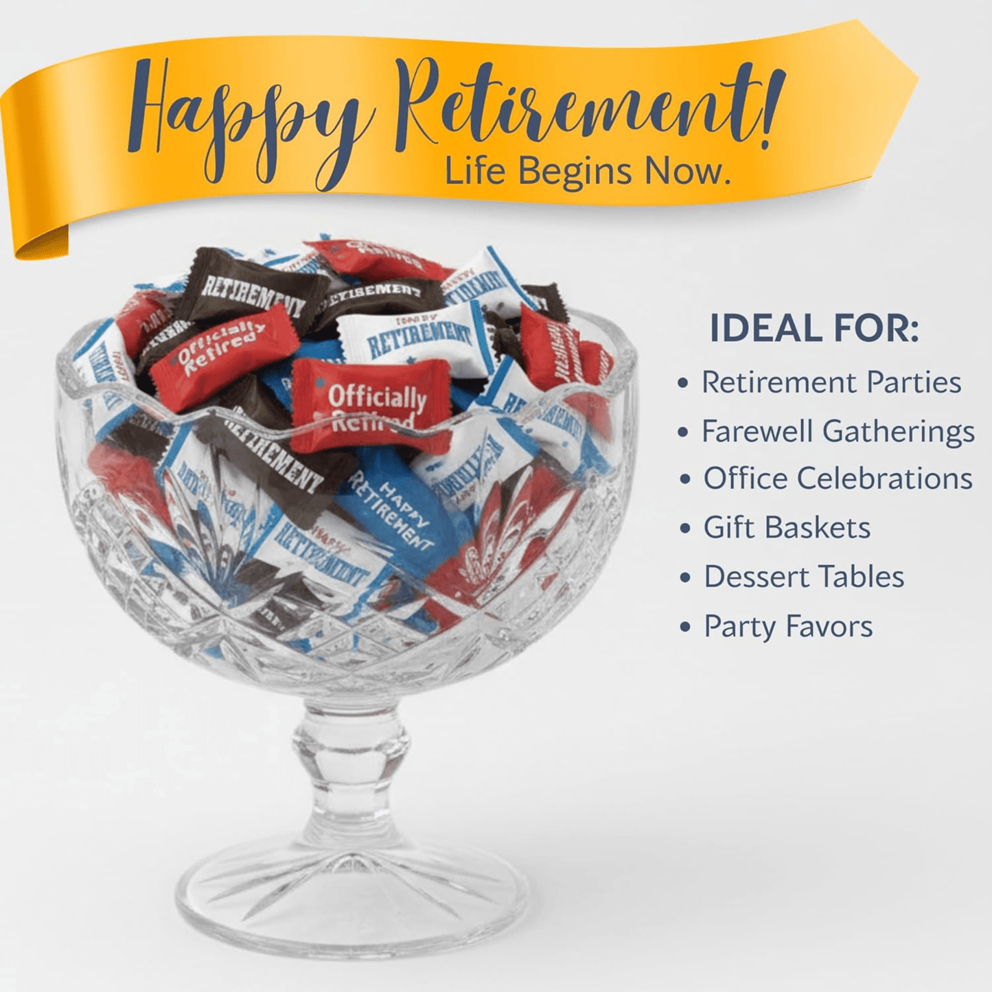 110ct Happy Retirement Buttermints – Individually Wrapped Retirement Party Candy Favors, Soft Dinner Mints for Celebration Tables & Guests