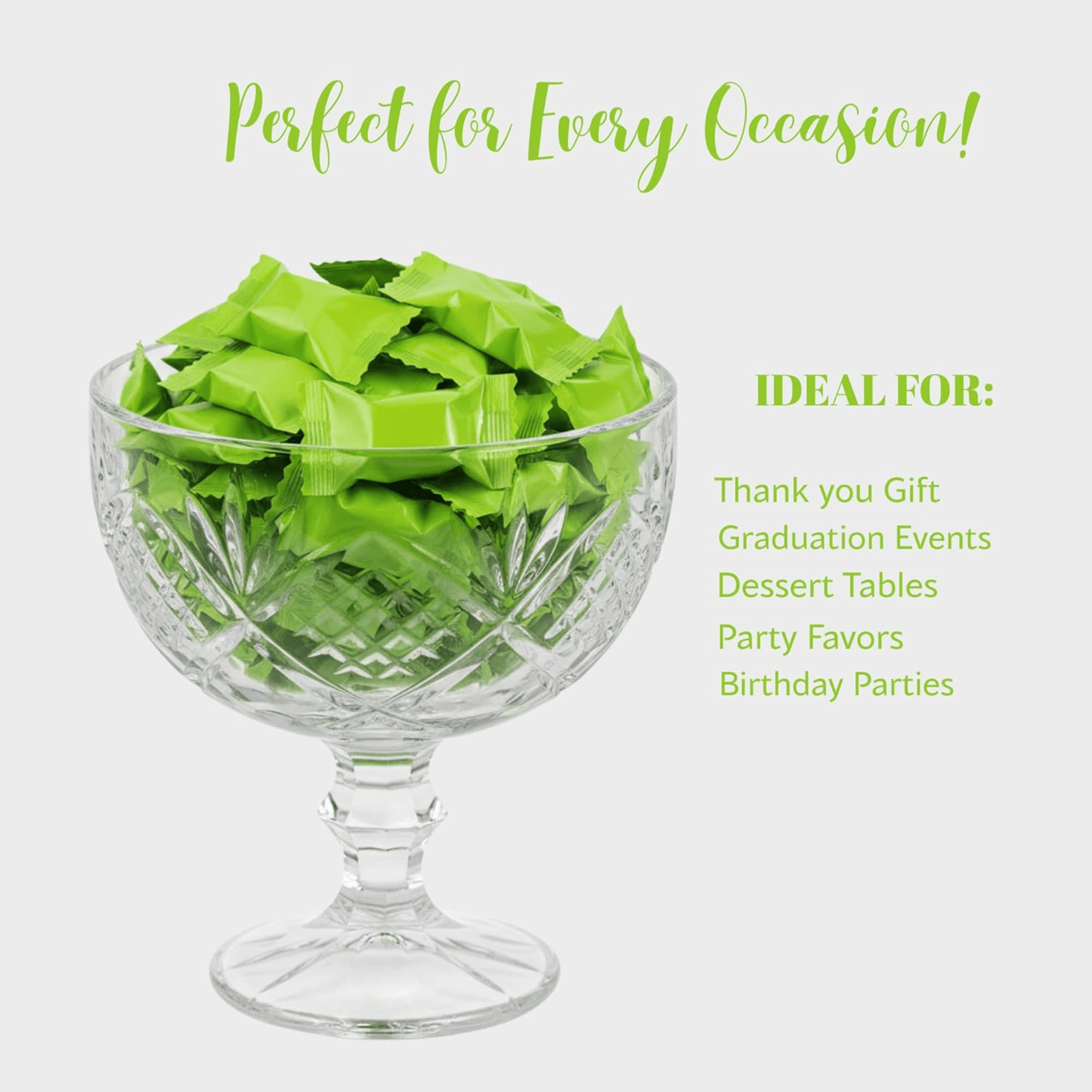 220ct Lime Green Butter Mints Individually Wrapped Bulk – Neon Buttermints for Weddings, Graduation, Candy Buffets and Christmas – Soft Green Mints