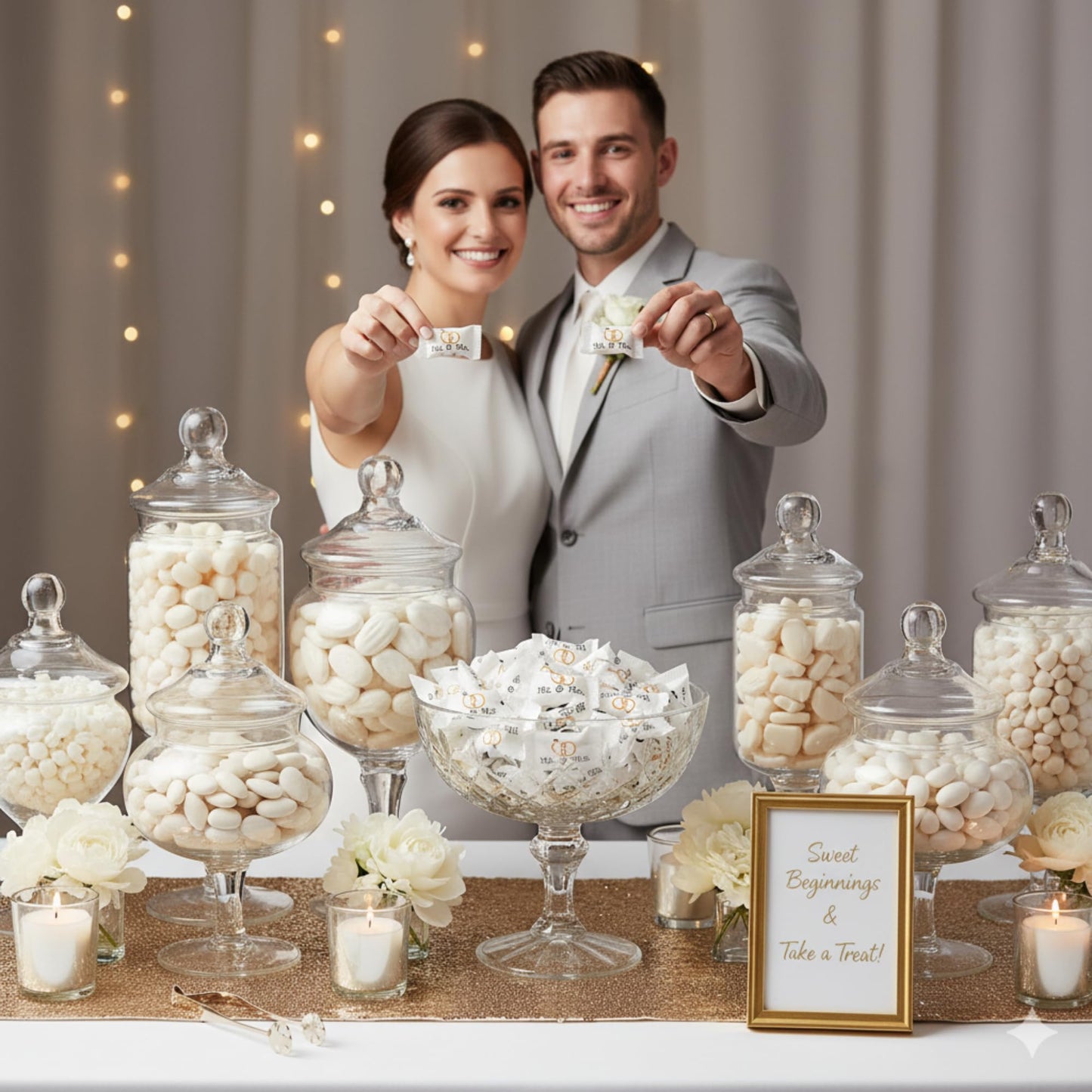 220ct Mr. and Mrs. Wedding Buttermints Individually Wrapped – White Butter Mints for Bridal Shower, Engagement Candy, and Reception – Bulk Wedding Candies