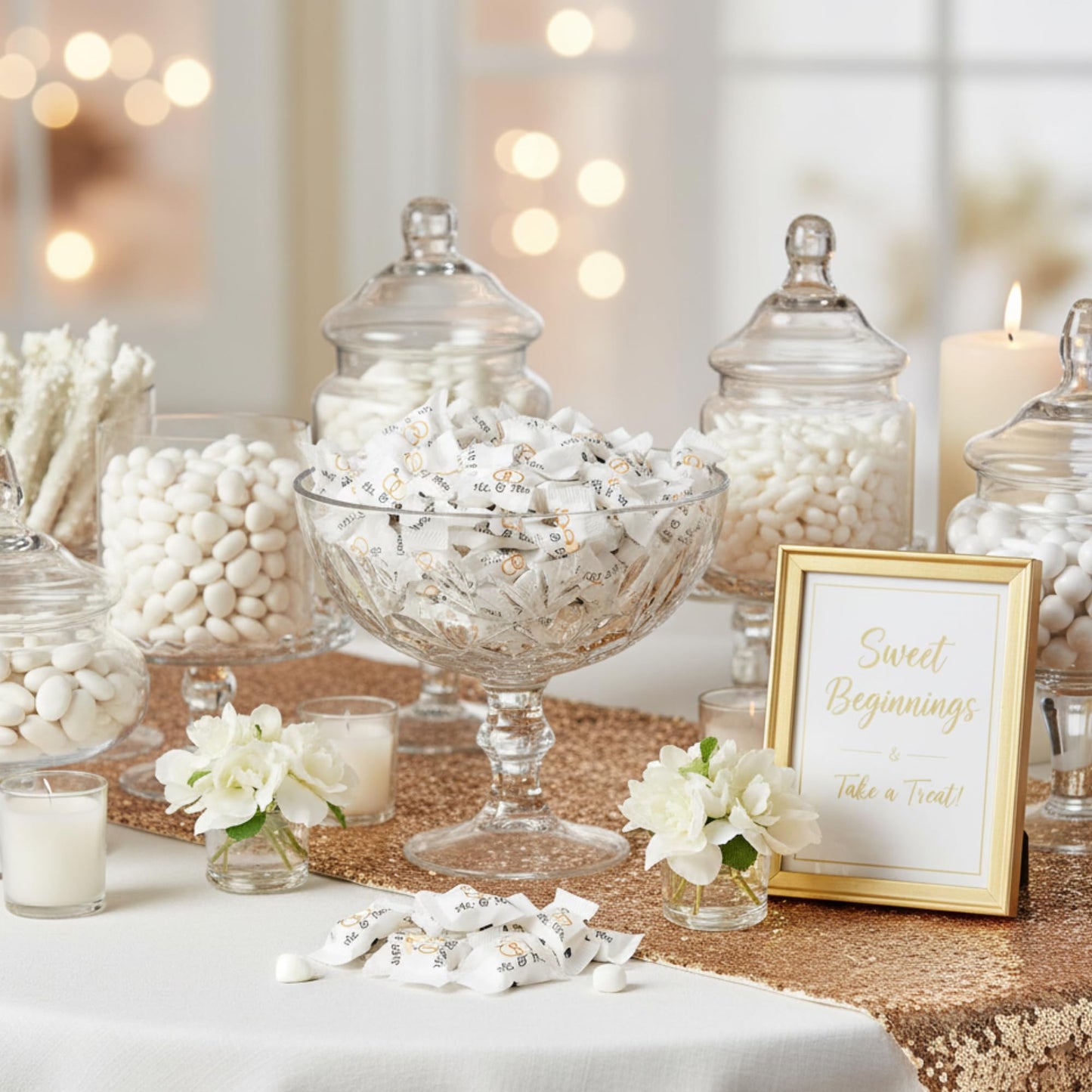 220ct Mr. and Mrs. Wedding Buttermints Individually Wrapped – White Butter Mints for Bridal Shower, Engagement Candy, and Reception – Bulk Wedding Candies