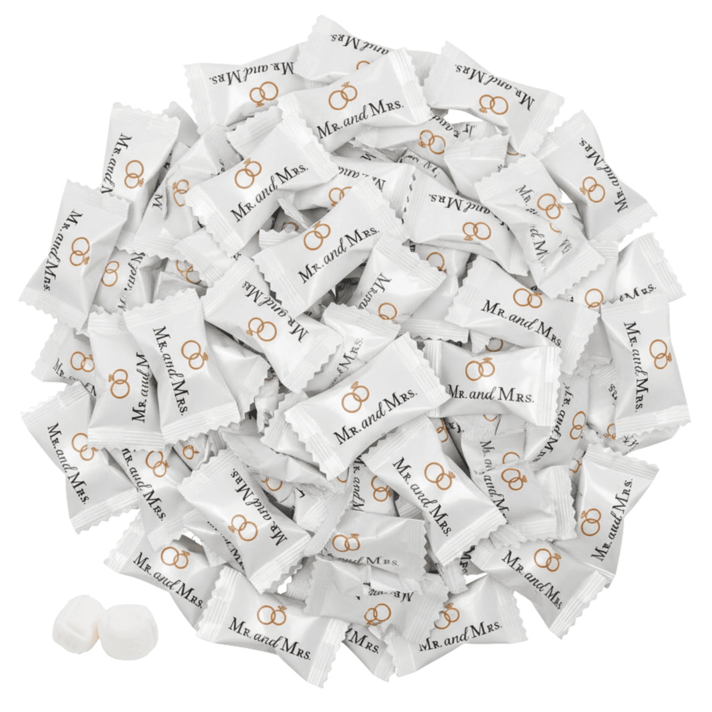 220ct Mr. and Mrs. Wedding Buttermints Individually Wrapped – White Butter Mints for Bridal Shower, Engagement Candy, and Reception – Bulk Wedding Candies