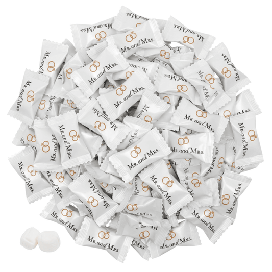 220ct Mr. and Mrs. Wedding Buttermints Individually Wrapped – White Butter Mints for Bridal Shower, Engagement Candy, and Reception – Bulk Wedding Candies