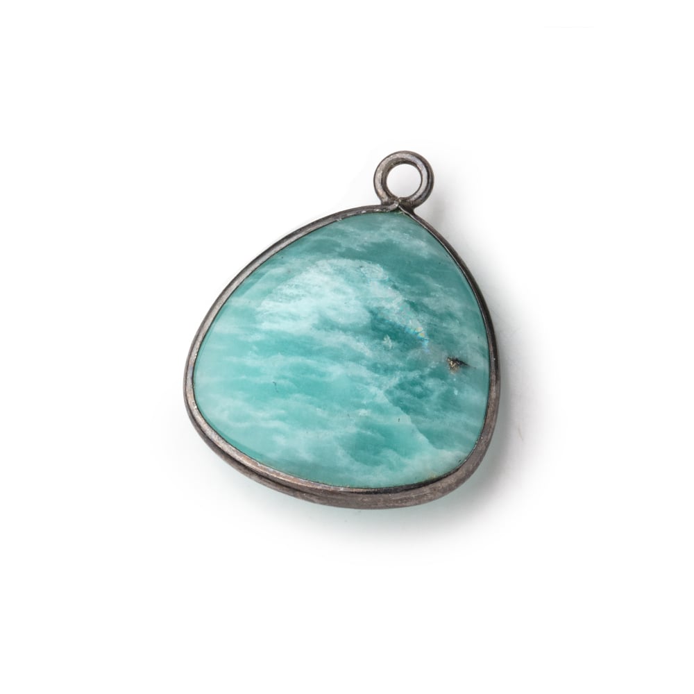 21x21mm Black Gold .925 Bezel Amazonite Plain Triangle Pendant 1 Focal Bead