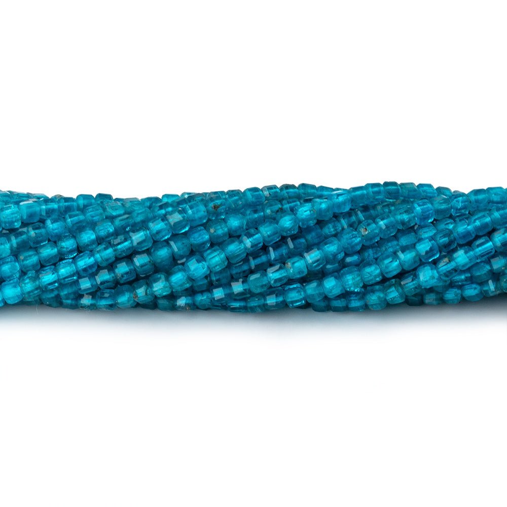 2.2mm Neon Blue Apatite Micro Faceted Cube Beads 12.5 inch 138 pieces
