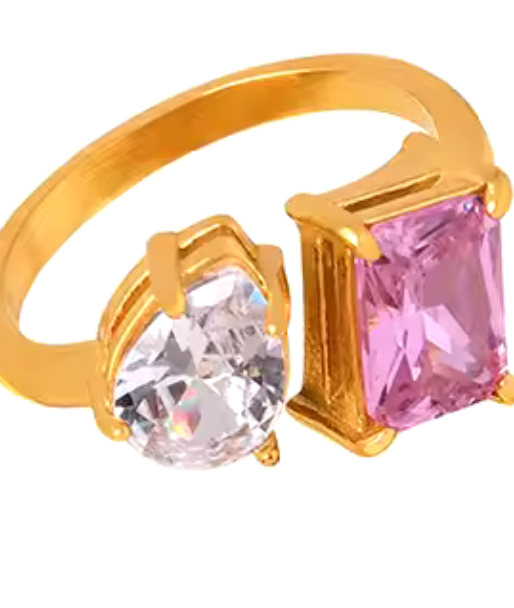 HoopLa Lilly Collection 14K GP Open Band CZs Ring