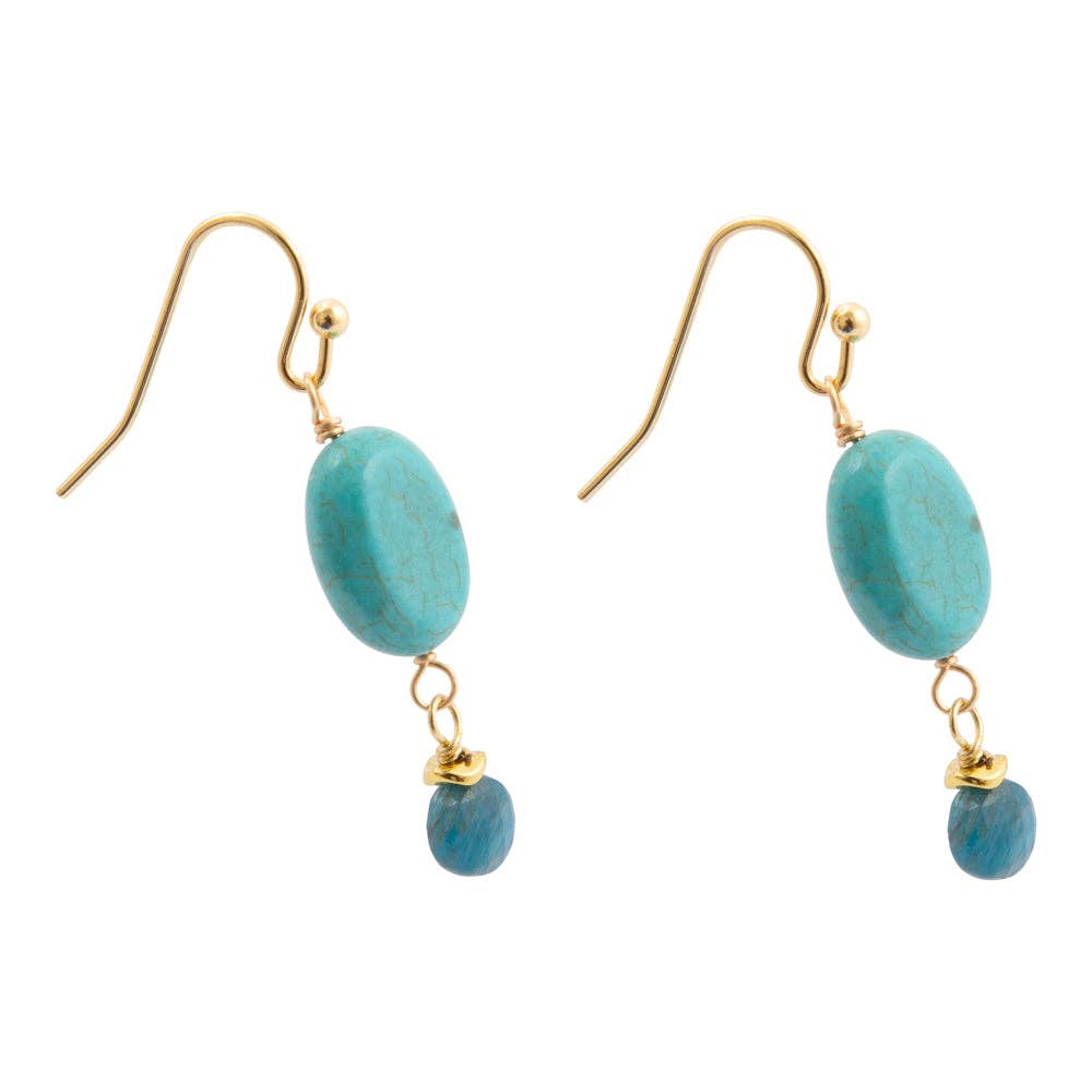 Barse Jewelry Teal Apatite Golden Drop Earrings
