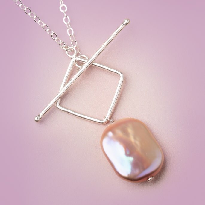 23x19-25x20mm Tonal Blush Rectangle Freshwater Pearl Focal 1 Piece