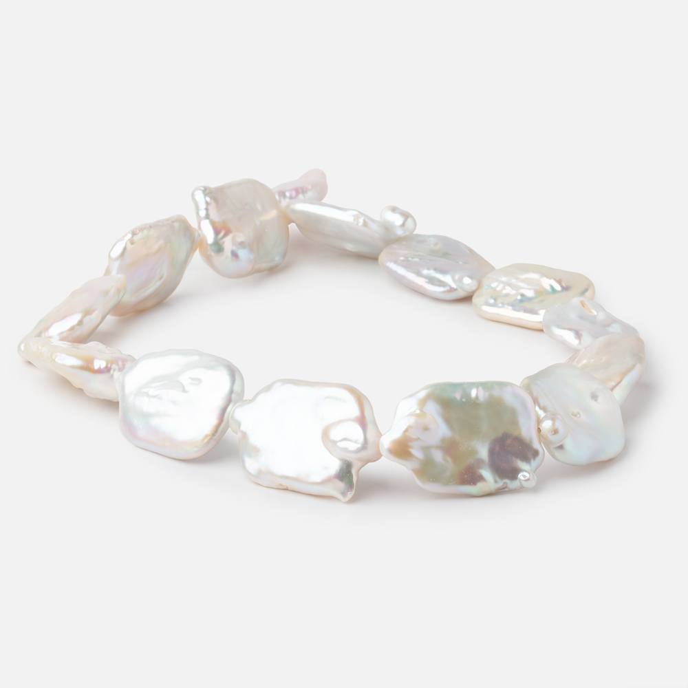 23x19mm Rosé White Rectangle Freshwater Pearls 15 inch 16 beads AA