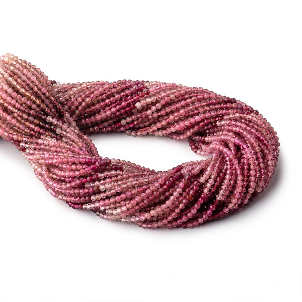 2.5mm Shaded Pink Tourmaline Micro Faceted Round Beads 13 inch 139 pieces AAA