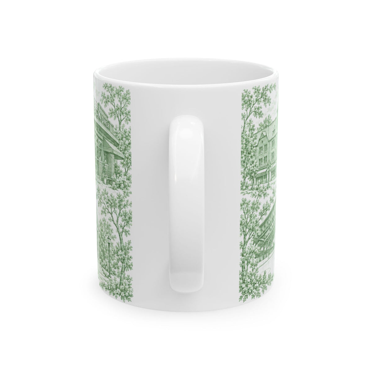 Great Neck Green Toile de Jouy 11oz Ceramic Mug
