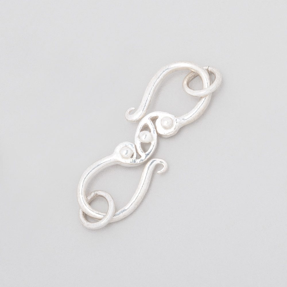 28x9mm Sterling Silver S Hook with Triple Dotted Design 1 piece
