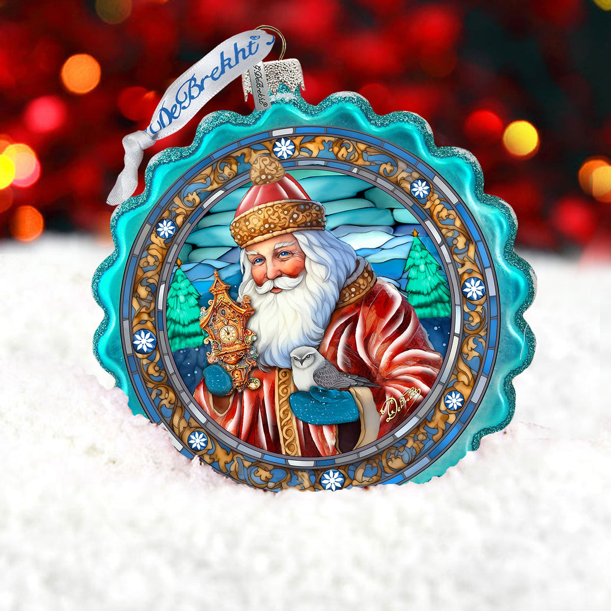 Forest Christmas Wreath Glass Ornament by G. Debrekht - Christmas Holiday Decor - 759-063
