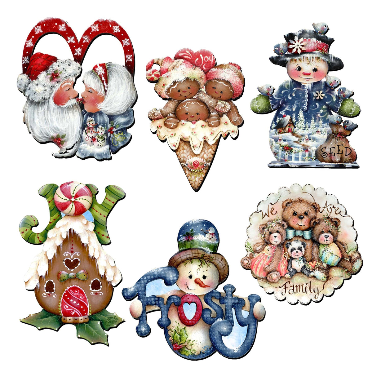 Merry Christmas  Clip-On Eco Wood Decorative Ornaments Set of 6 by Jamie Mills-Price - Christmas Decor - 8090136C-S6