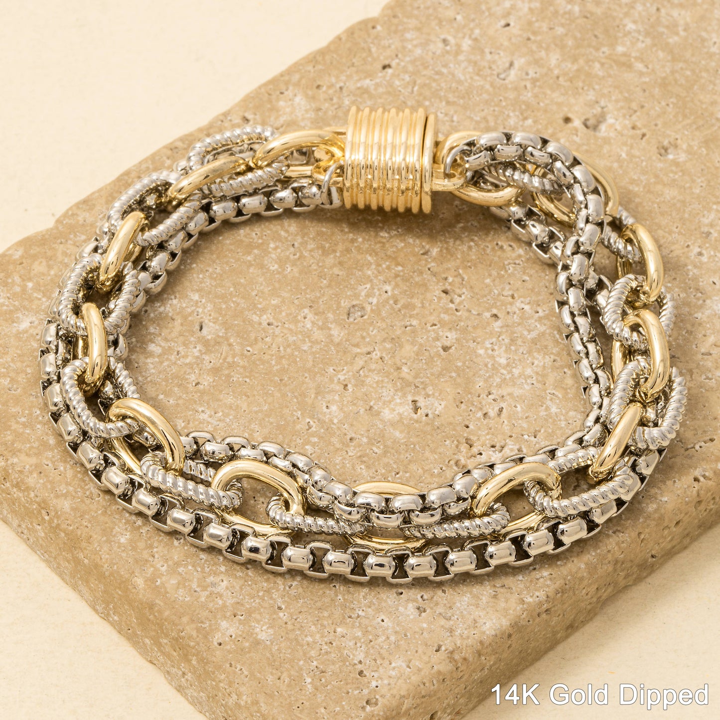 Bracelet plaqué or Anarchy Street à chaînes assorties et fermoir magnétique