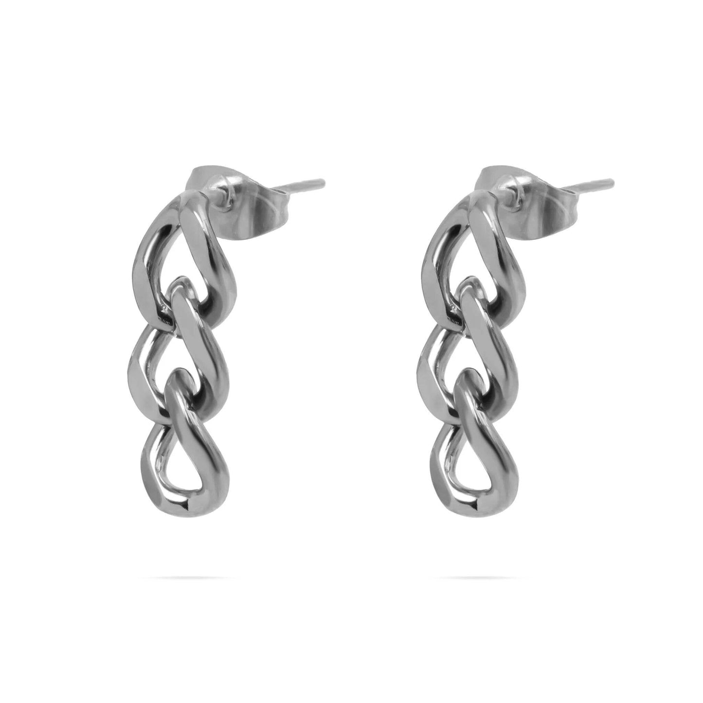 18K Gold PVD Stainless Steel Curb Chain Dangle Earrings