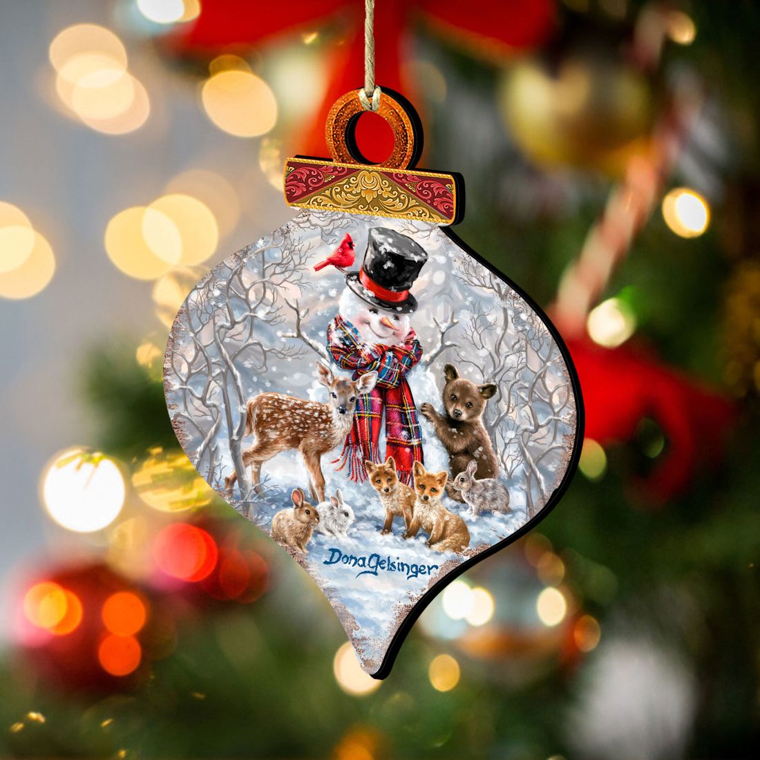 Forest Friends Wooden Ornaments by Gelsinger - Christmas Santa Snowman Decor - 8031155-DG