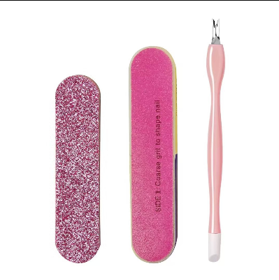 Kit Élégance Essentielle pour Ongles : Lime, Polissoir et Repousse-Cuticules