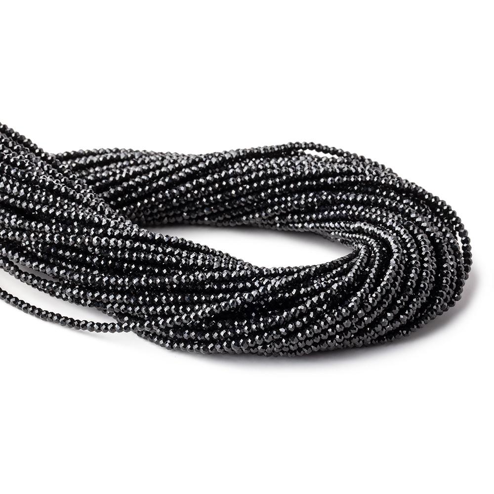 2mm Black Spinel Micro Faceted Rondelle Beads 12.5 inch 178 pieces AAA