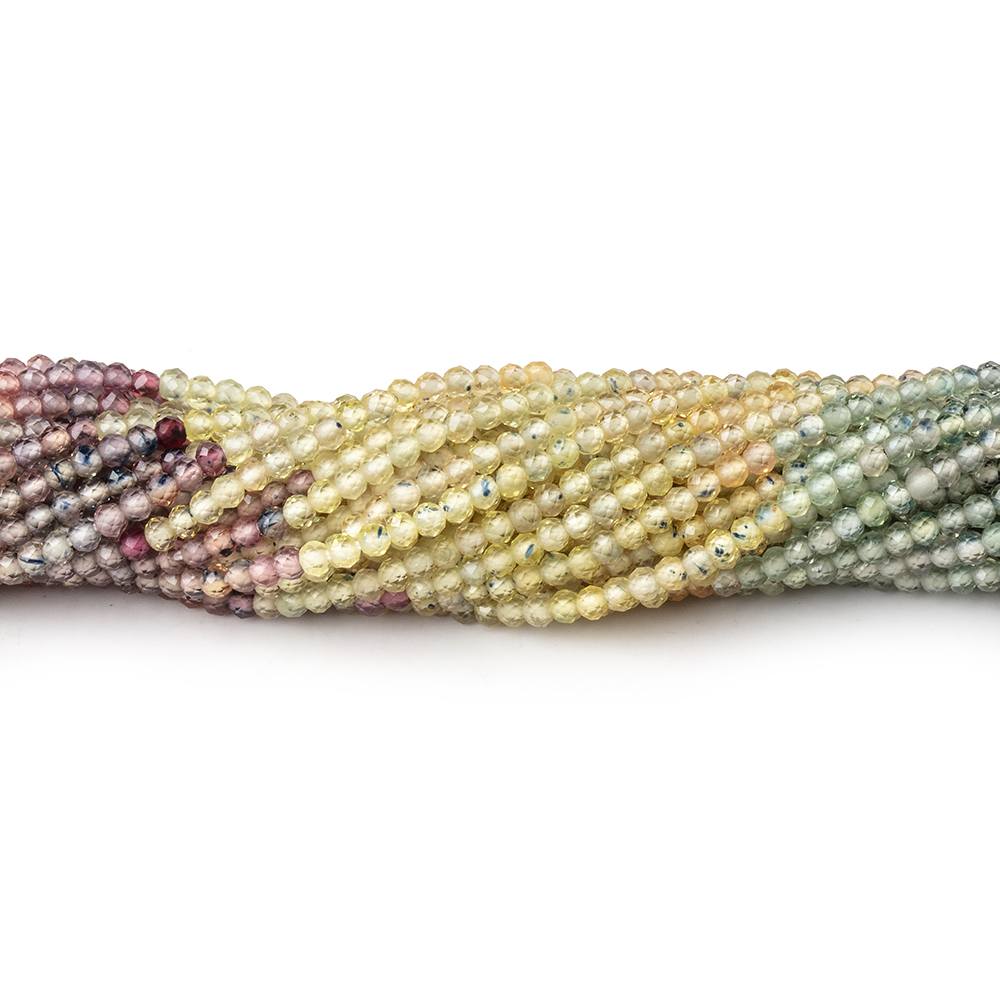 2mm Multi Color Fancy Sapphire Micro Faceted Round Beads 12.5 inch 200 pieces