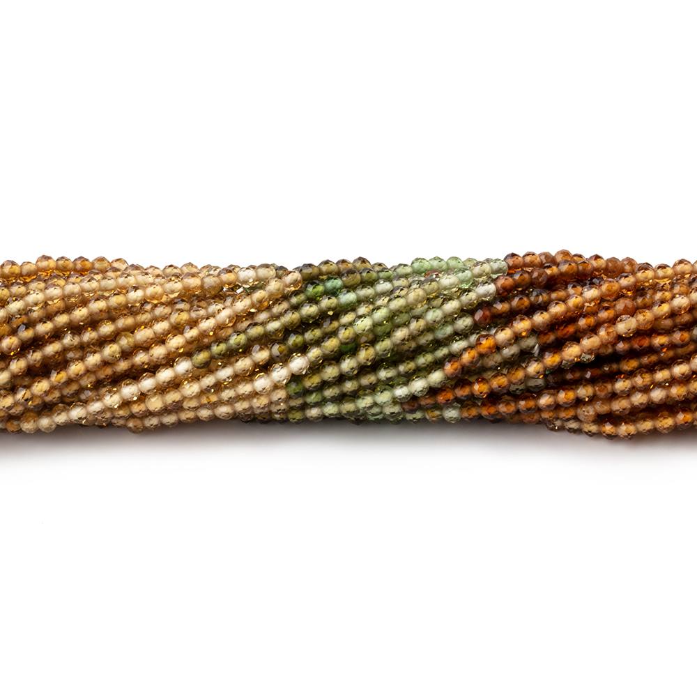 2mm Multi Color Tourmaline Micro Faceted Round Beads 12 inch 169 pieces AAA