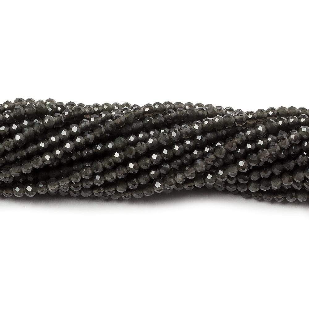 2mm Platinum Grey Moonstone Micro Faceted rondelles 13 inch 165 beads