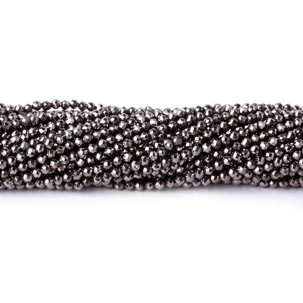 2mm Platinum Metallic plated Pyrite micro faceted rounds 12.5 inch 170 pieces