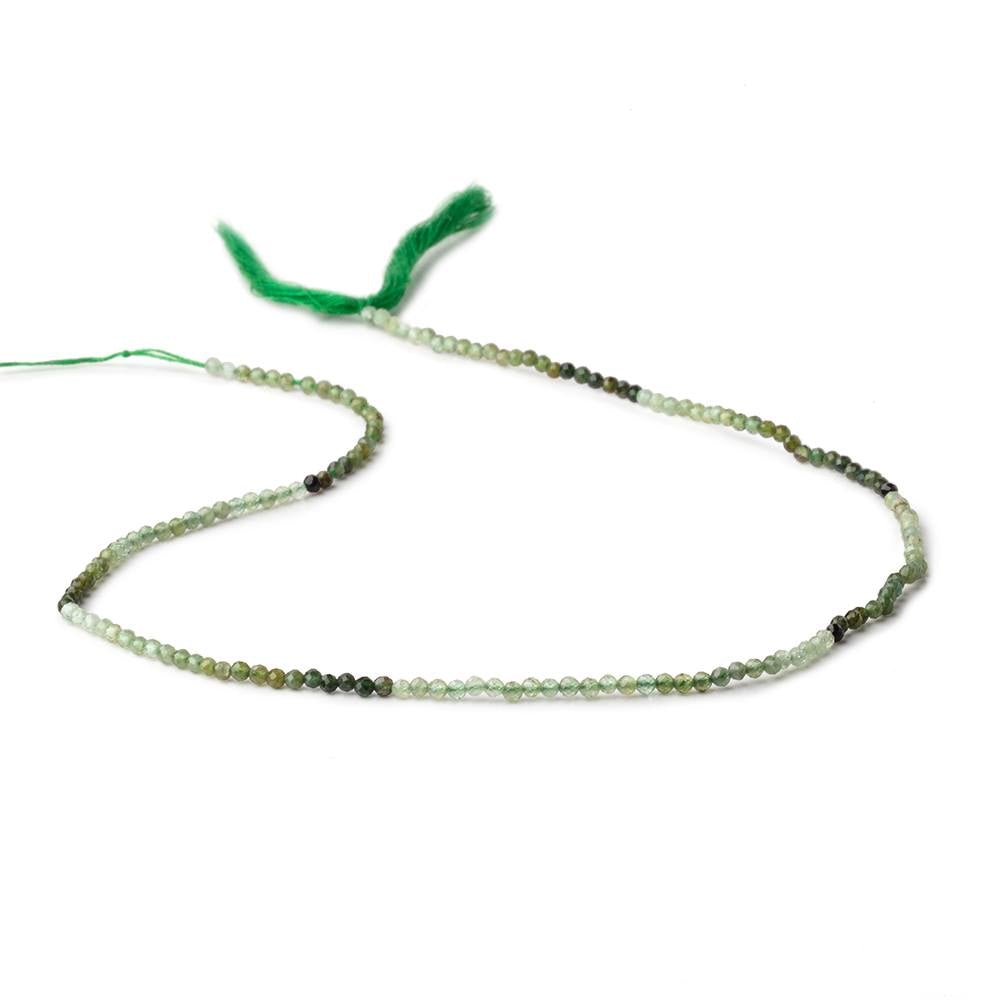 2mm Shaded Green Tourmaline Micro Faceted Rounds 12.5 inch 157 Beads AA