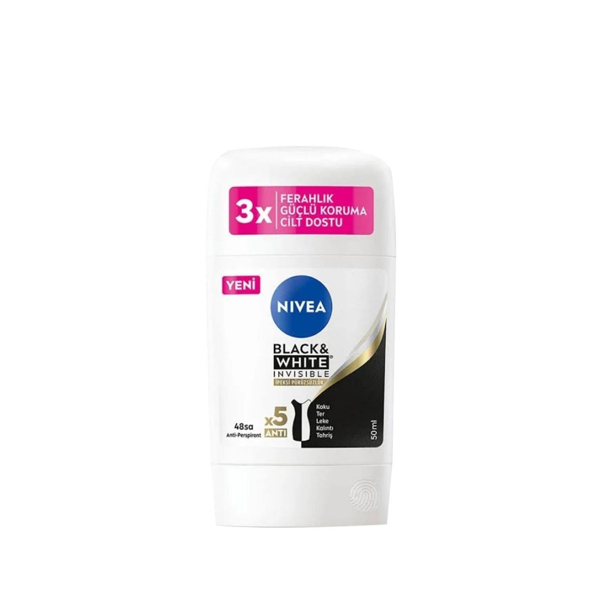 Nivea Women's Silky Smooth Deodorant Stick - 50 ml, Black&White Ipeksi Puruzsuzluk for Effective Odor Protection