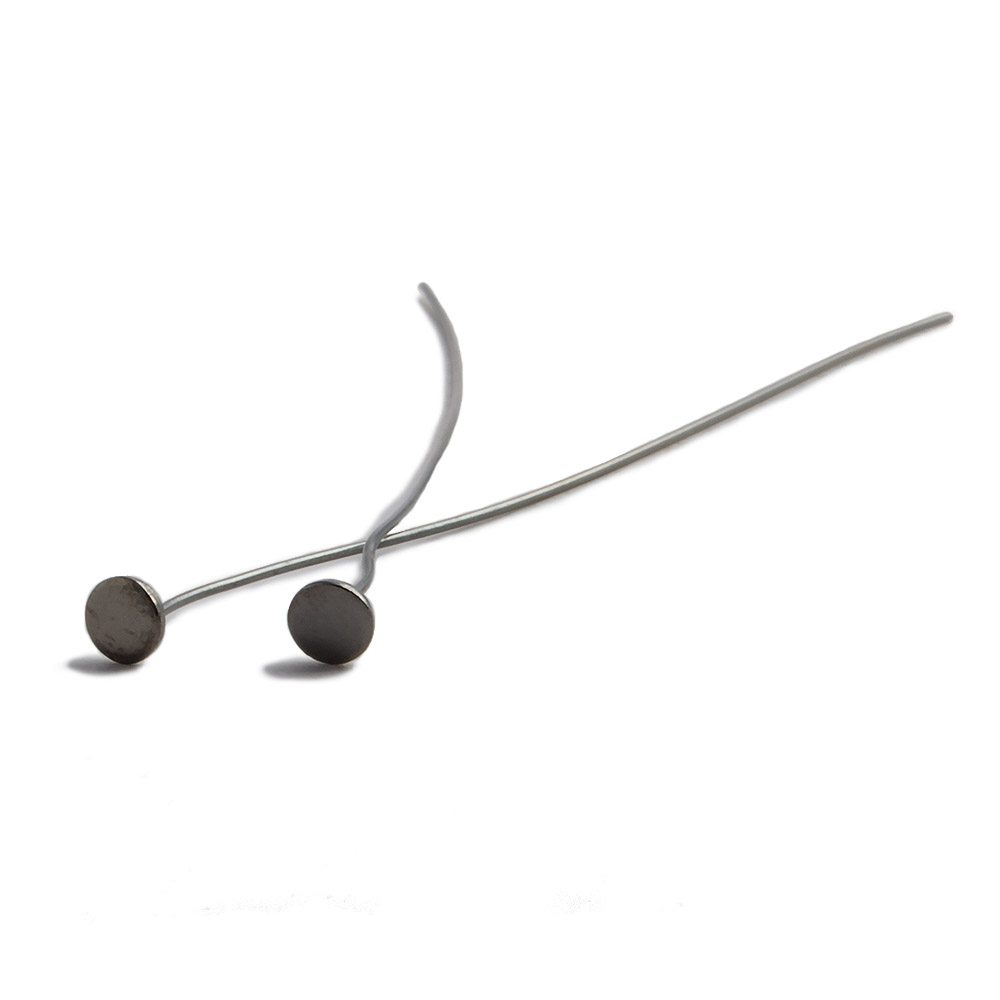 3" length Disc Headpin Black Gold plated .925 Silver, 26 Gauge Wire, 10 pieces per Bag