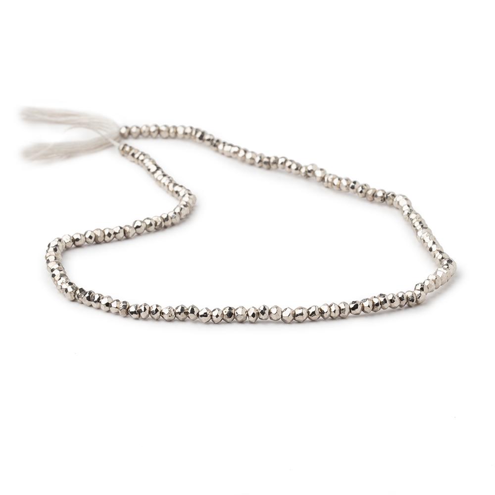 3mm Platinum Silver plated Pyrite Faceted Rondelle Beads 13 inch