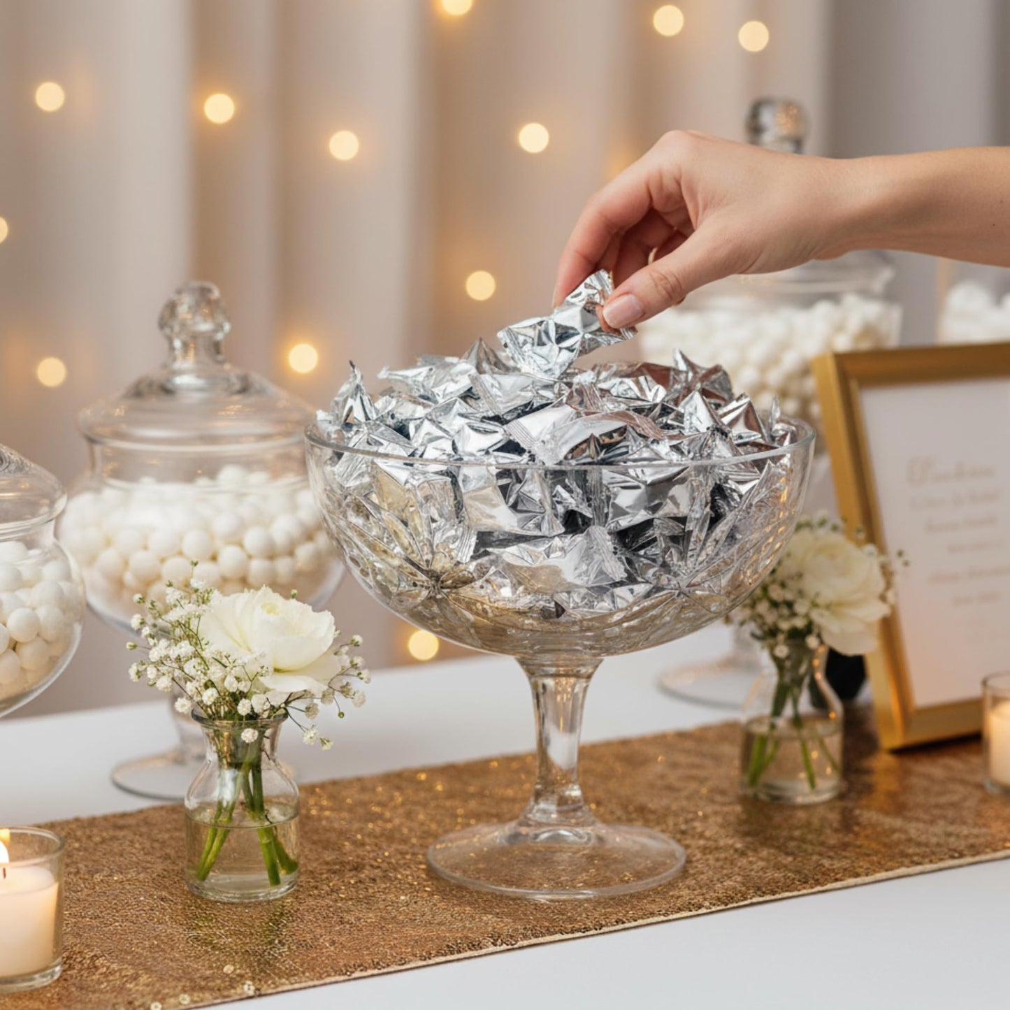 220ct Silver Wrapped Buttermints – Individually Wrapped Butter Mints for Weddings, Candy Buffets & Thank You Treats