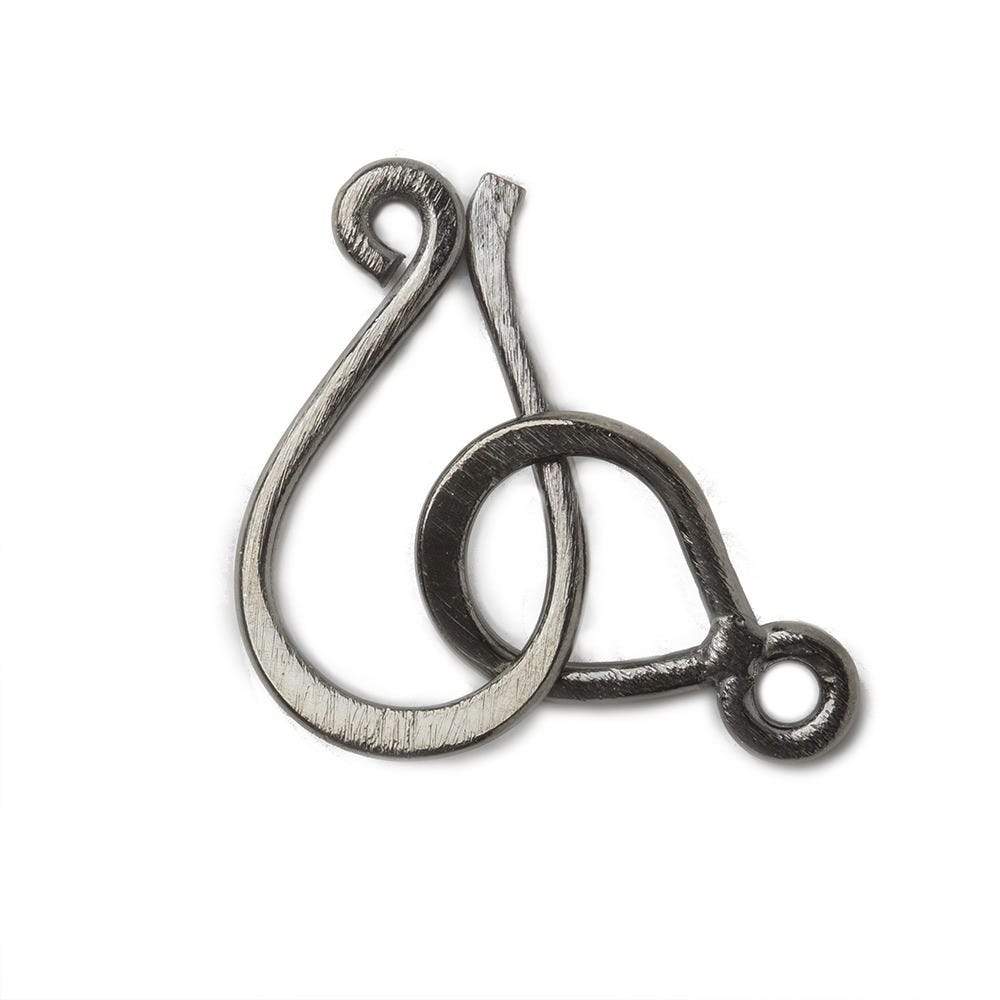 30x14mm Black Gold plated Silver Hook and Eye Clasp 1 piece Brushed