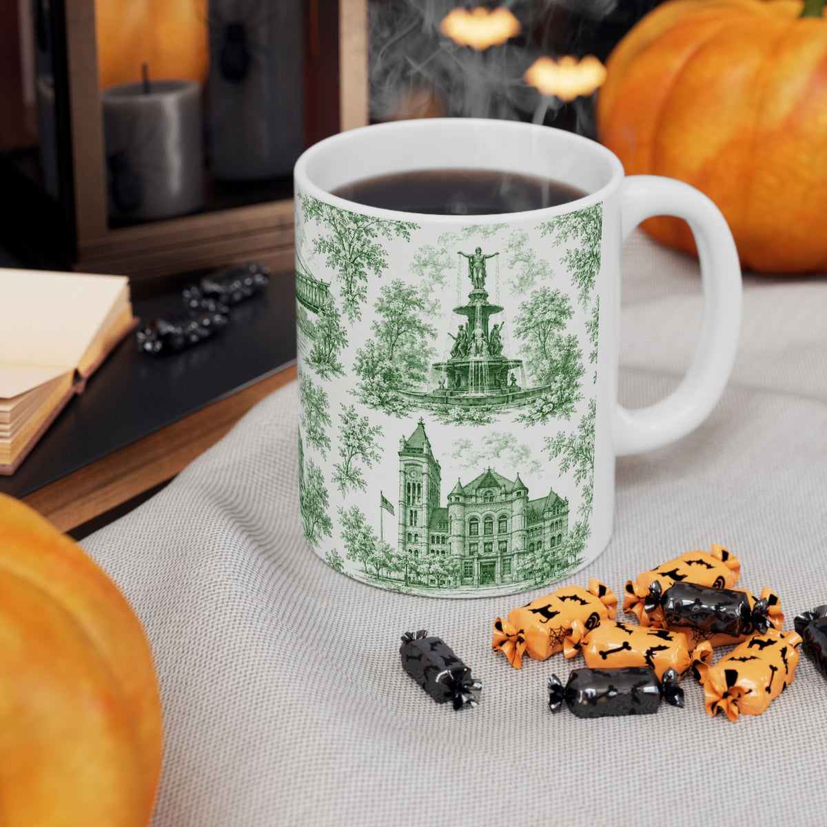 Cincinnati Blue Toile de Jouy Ceramic Mug — Coffee mug 11oz