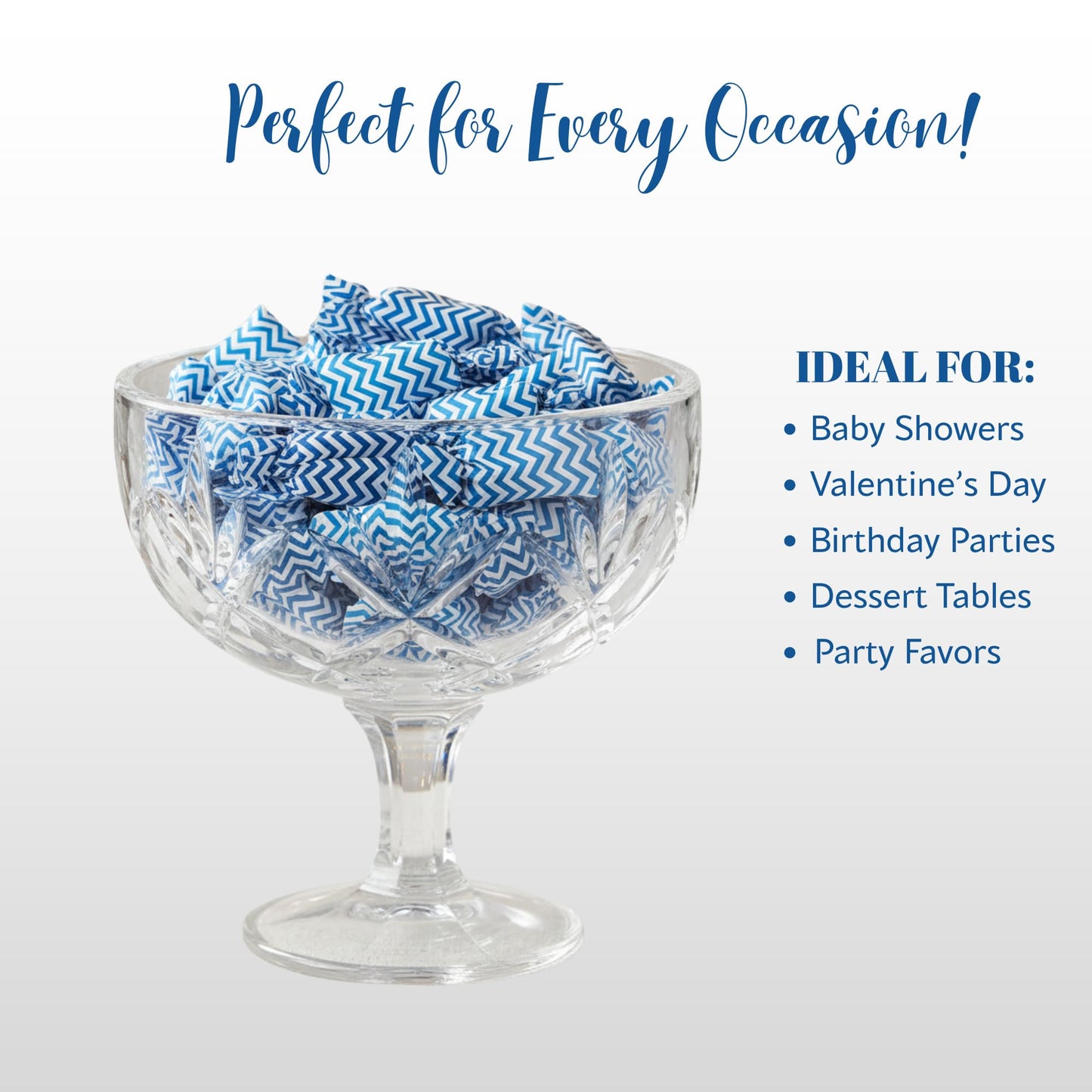 220ct Royal Blue Buttermints Individually Wrapped – Bulk Soft Butter Mints for Weddings, Corporate Events, Baby Showers & Candy Buffets