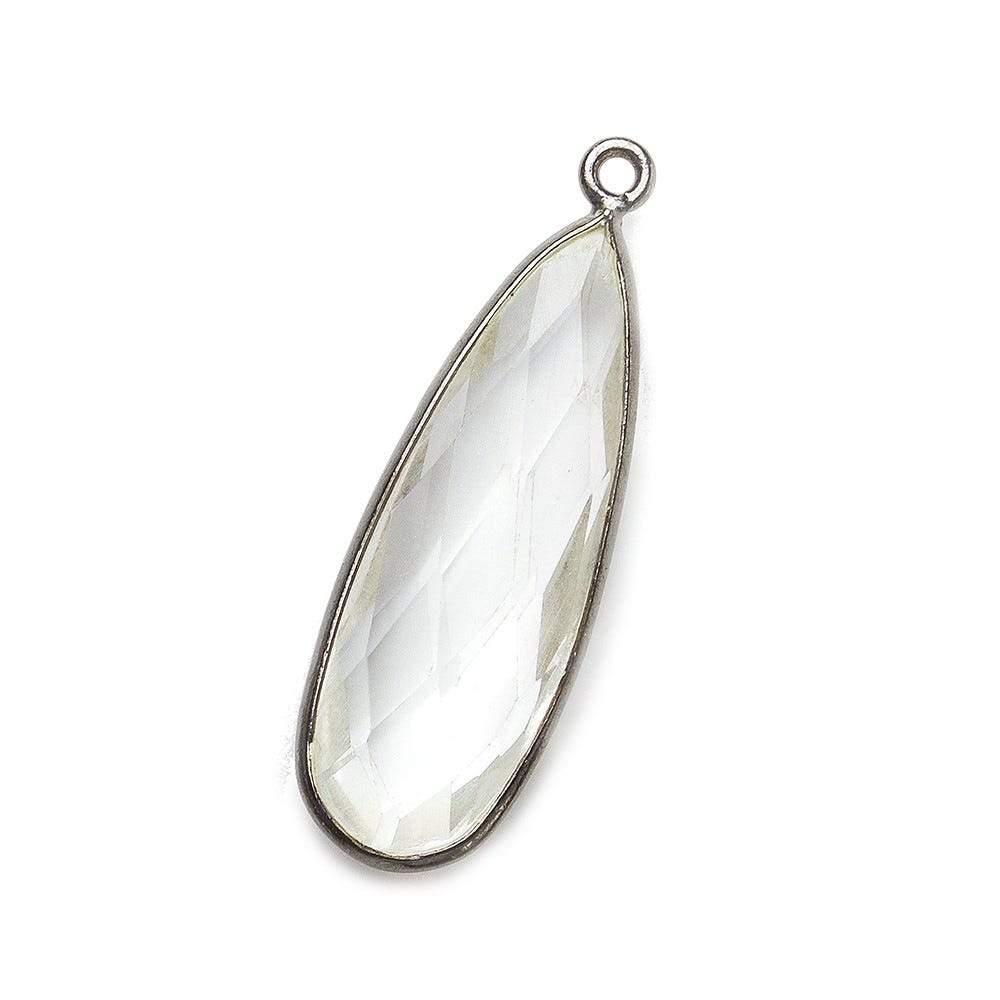 32x12mm Black Gold Bezeled Crystal Quartz Pear Pendant 1 piece