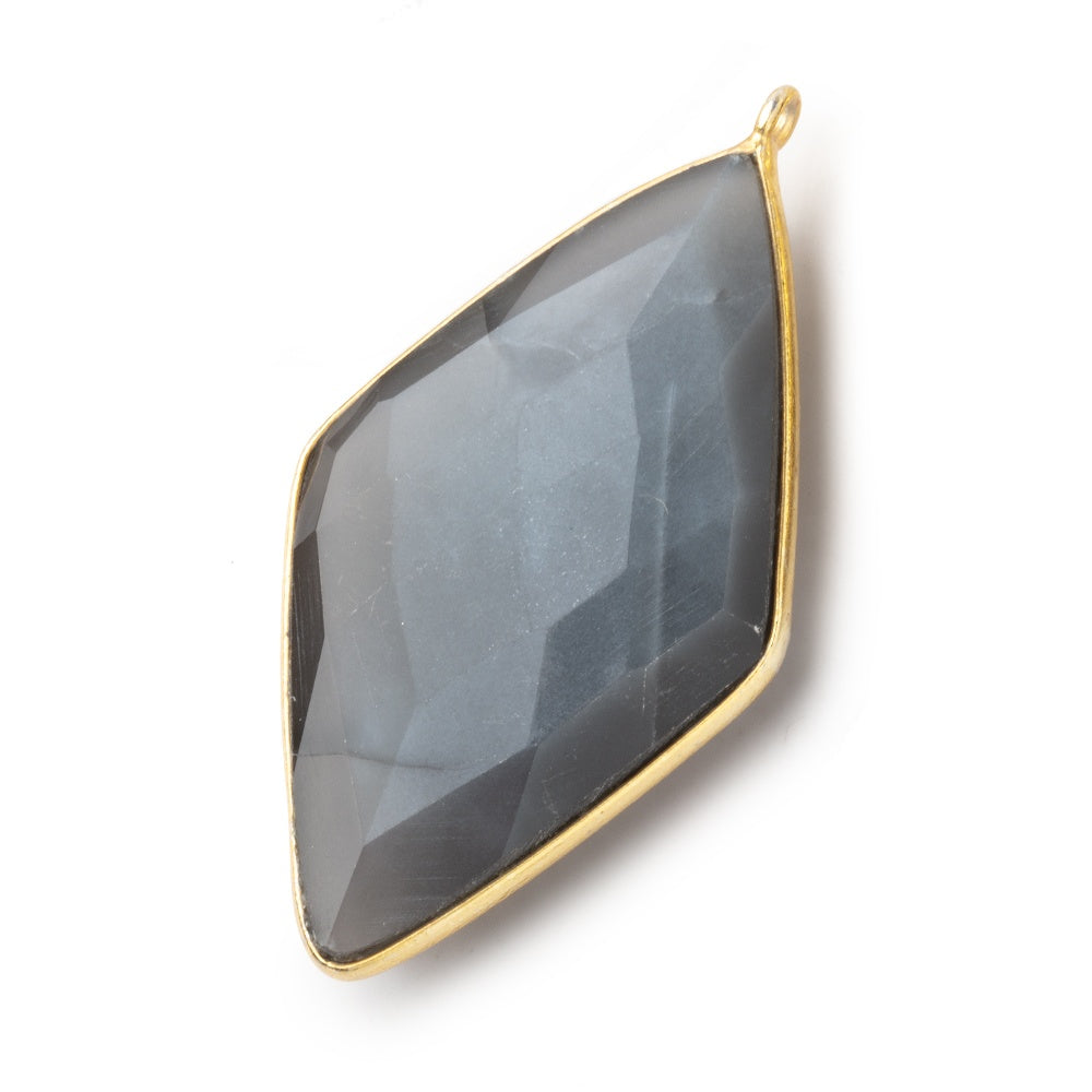 44x25mm Vermeil Bezel Platinum Grey Moonstone faceted kite Pendant 1 piece