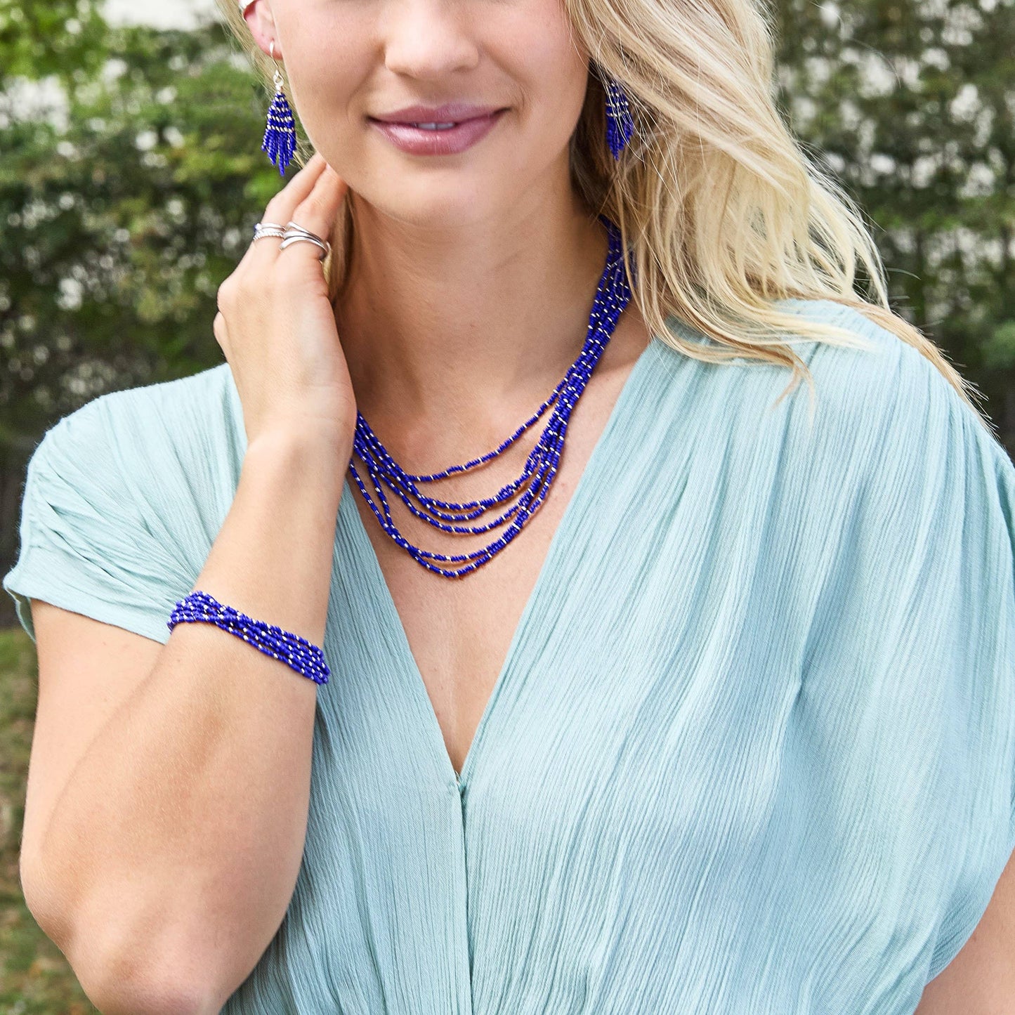 Bracelet Silpada « Endless Harmony » en argent sterling et perles bleues