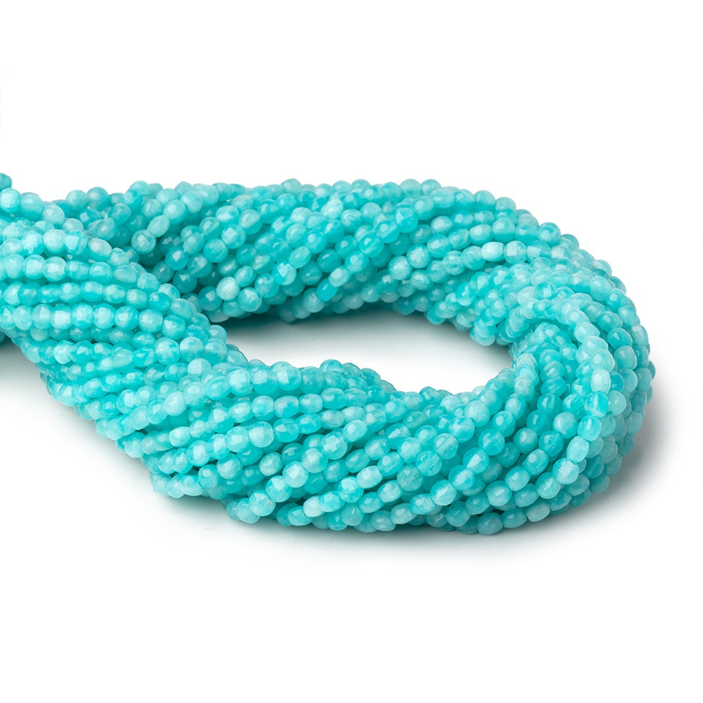 3.7mm Amazonite checkerboard calibrated faceted coins 12.5 inch 90 beads AAA