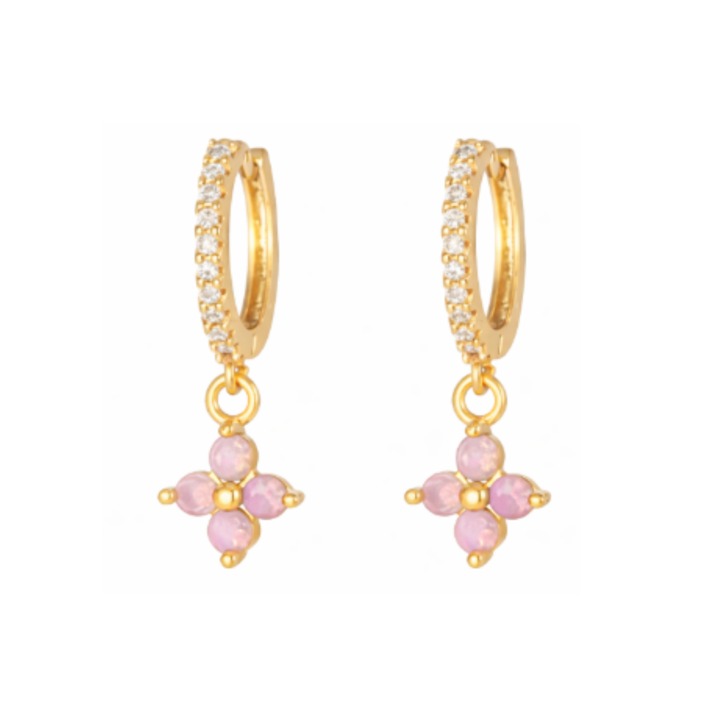 Boucle d'oreille pendante créole en opale avec motif floral style western vieilli