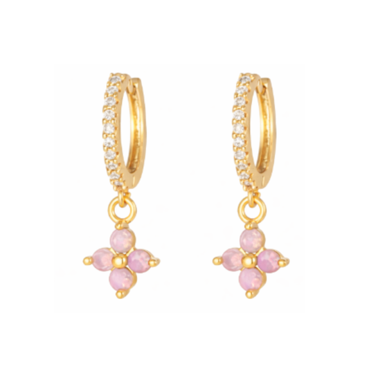 Worn West Floral Opal Dangle Hoop Earring