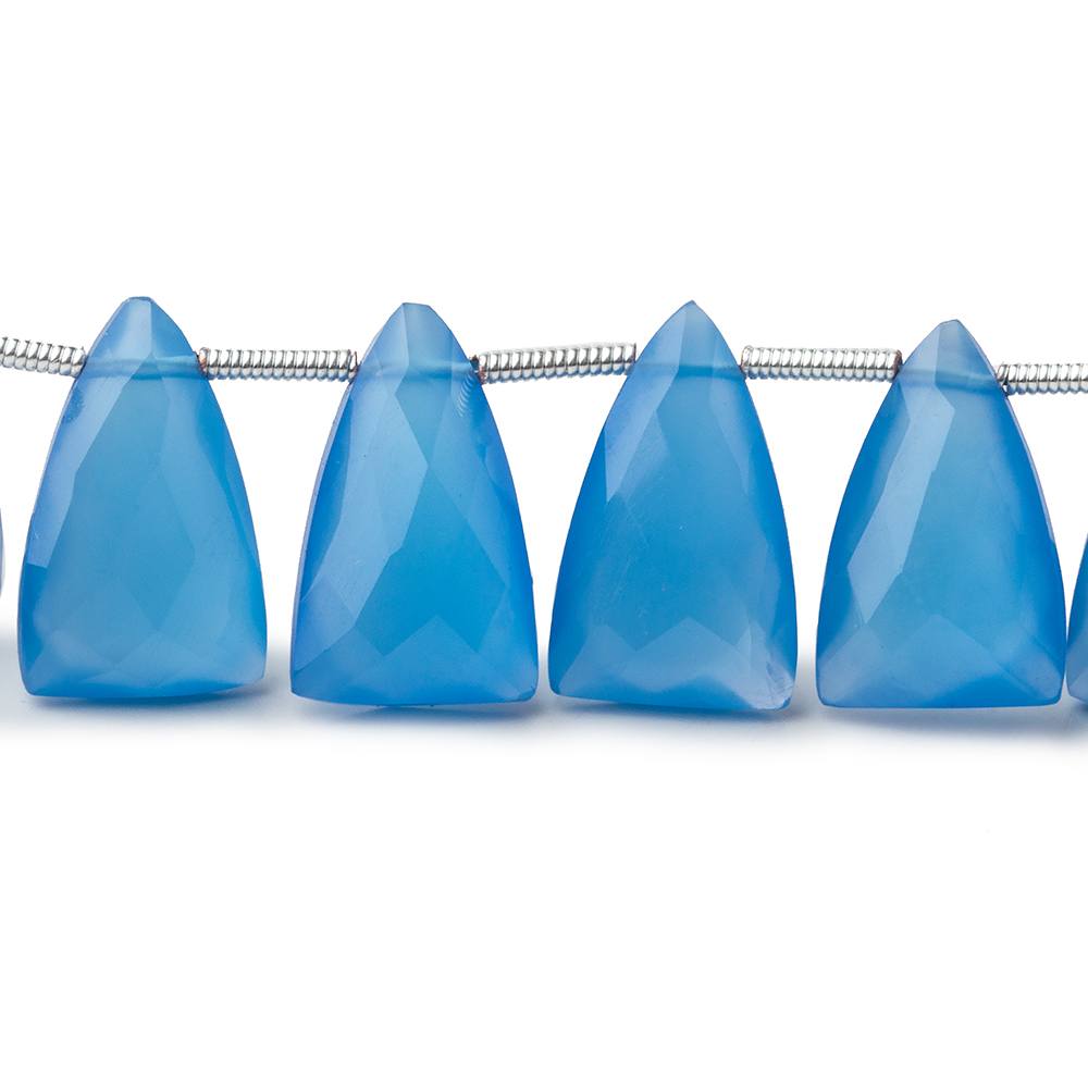 15x9mm Santorini Blue Chalcedony top drilled faceted points 8 inch 22 beads